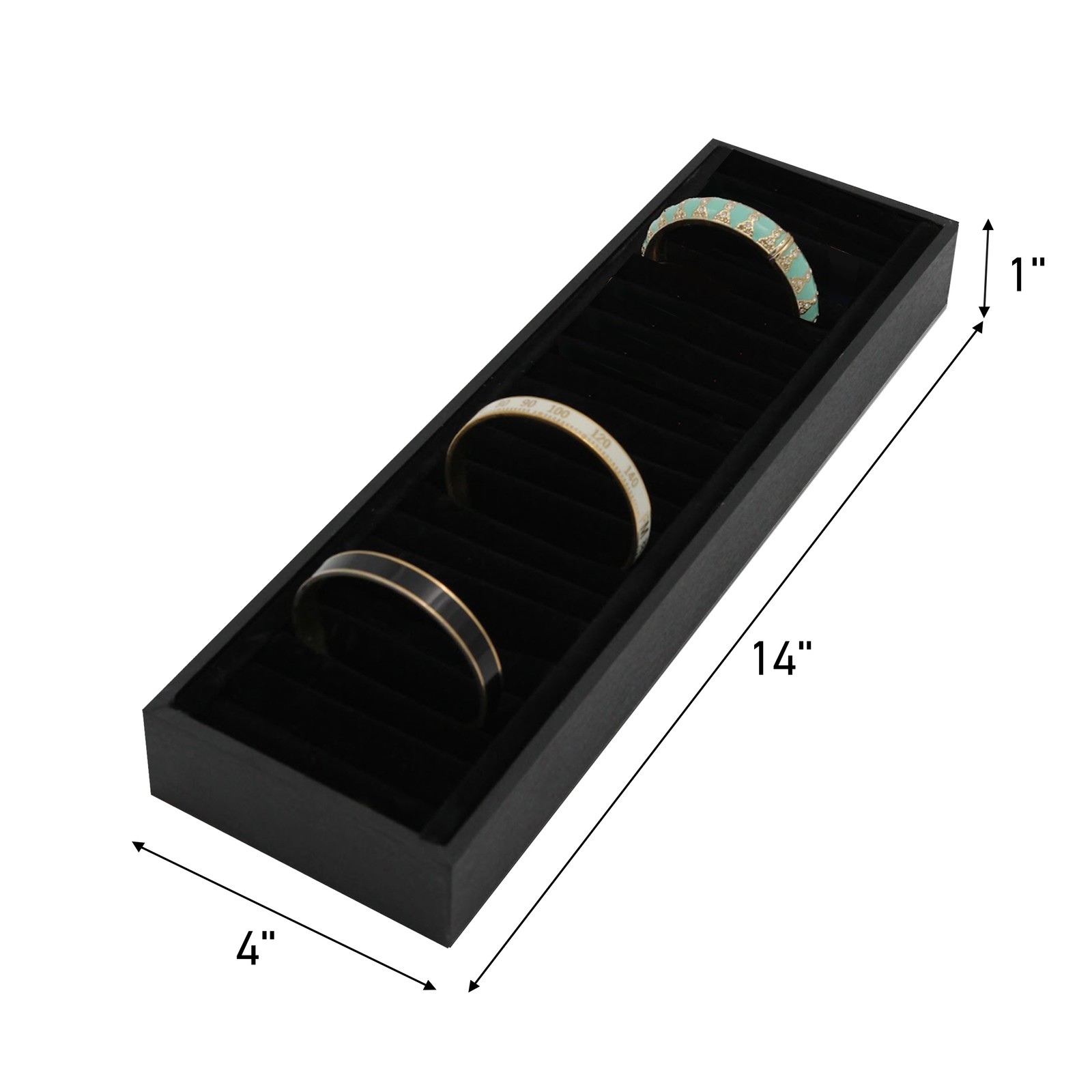 Bracelet Tray Holder – 21 Section Bangle Tray with Black Velvet Inserts