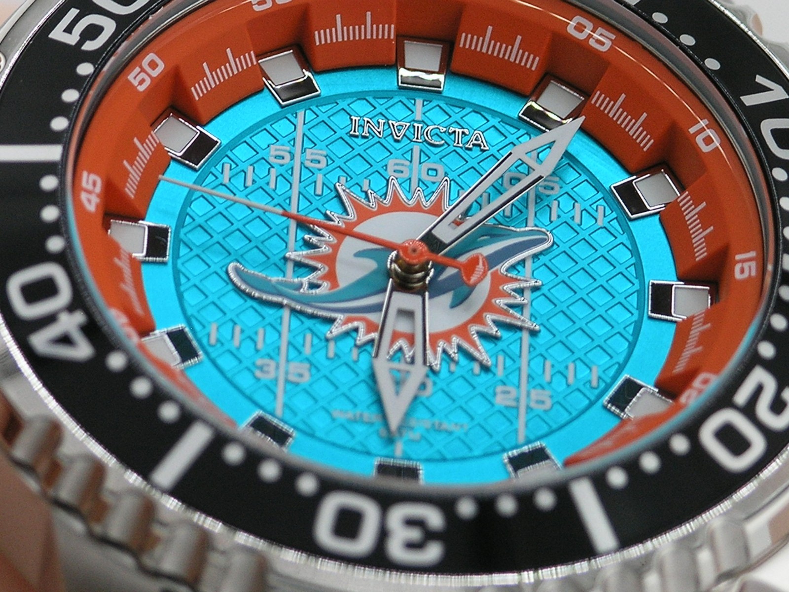 NEW INVICTA 48102 NFL MIAMI DOLPHINS STEEL SILICONE SPORTS WATCH QUARTZ 48MM C