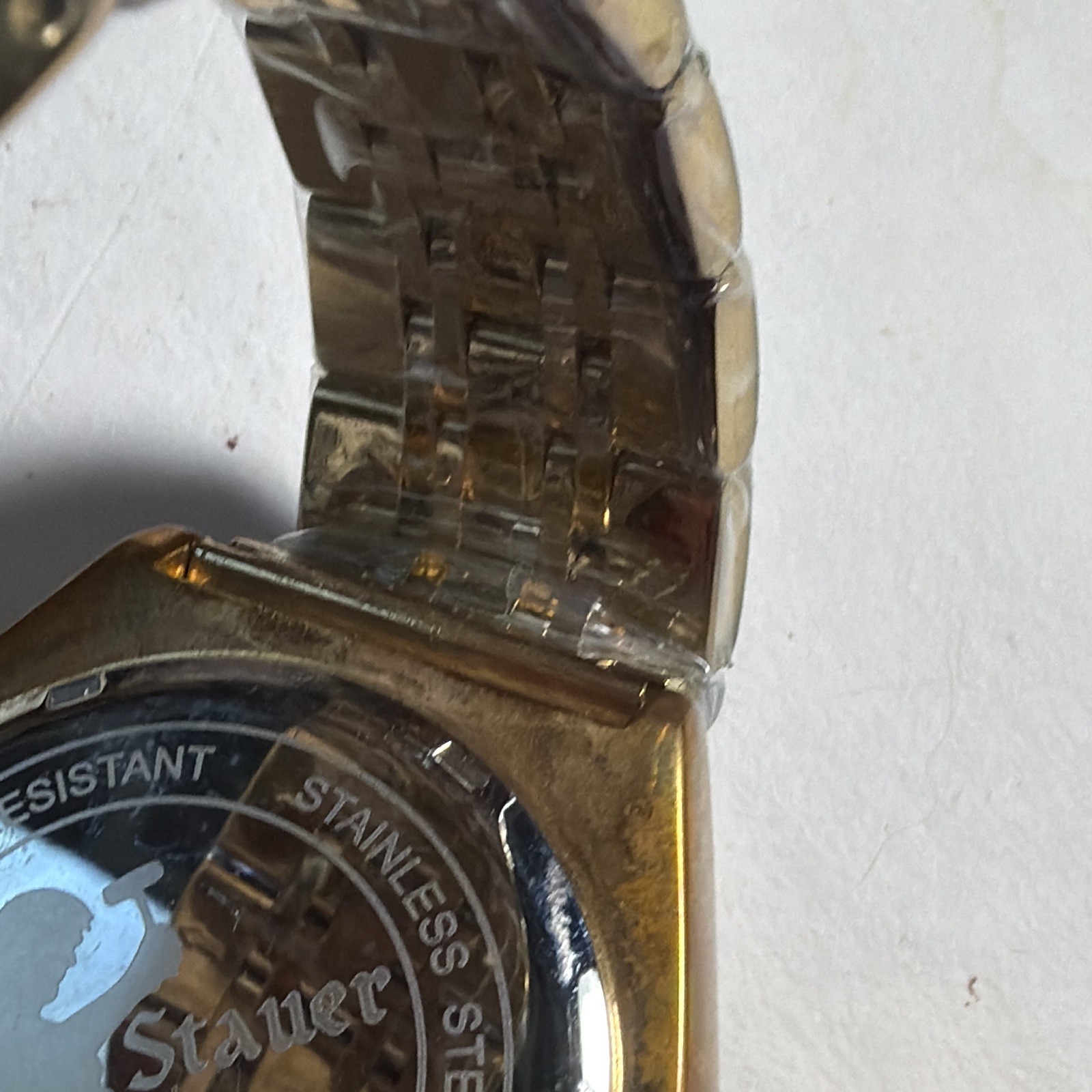 Stauer Magnificat II Automatic Moon Phase Day/Date Gold Tone Steel 42mm