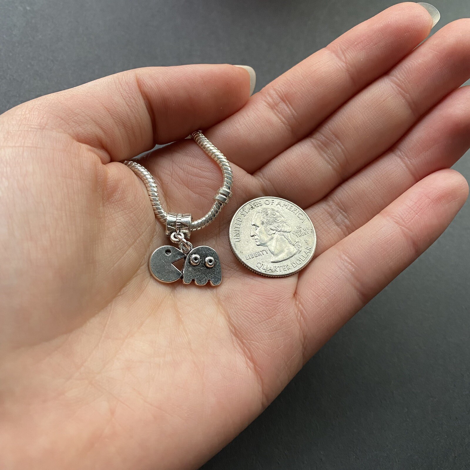 Pacman Silver European Bracelet Charms Pendants Video Games Gamer Jewelry