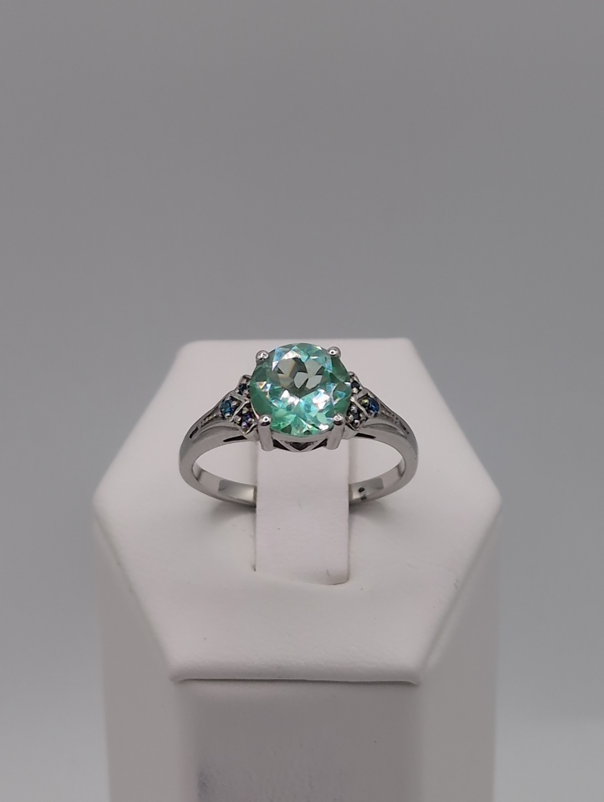 Beautiful JTV DJ Green Spinel Rhodium/Sterling Silver Ring Size 10