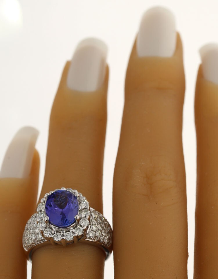 Diamond Tanzanite Halo Event Ring 3.17CT 14K White Gold Size 6.5