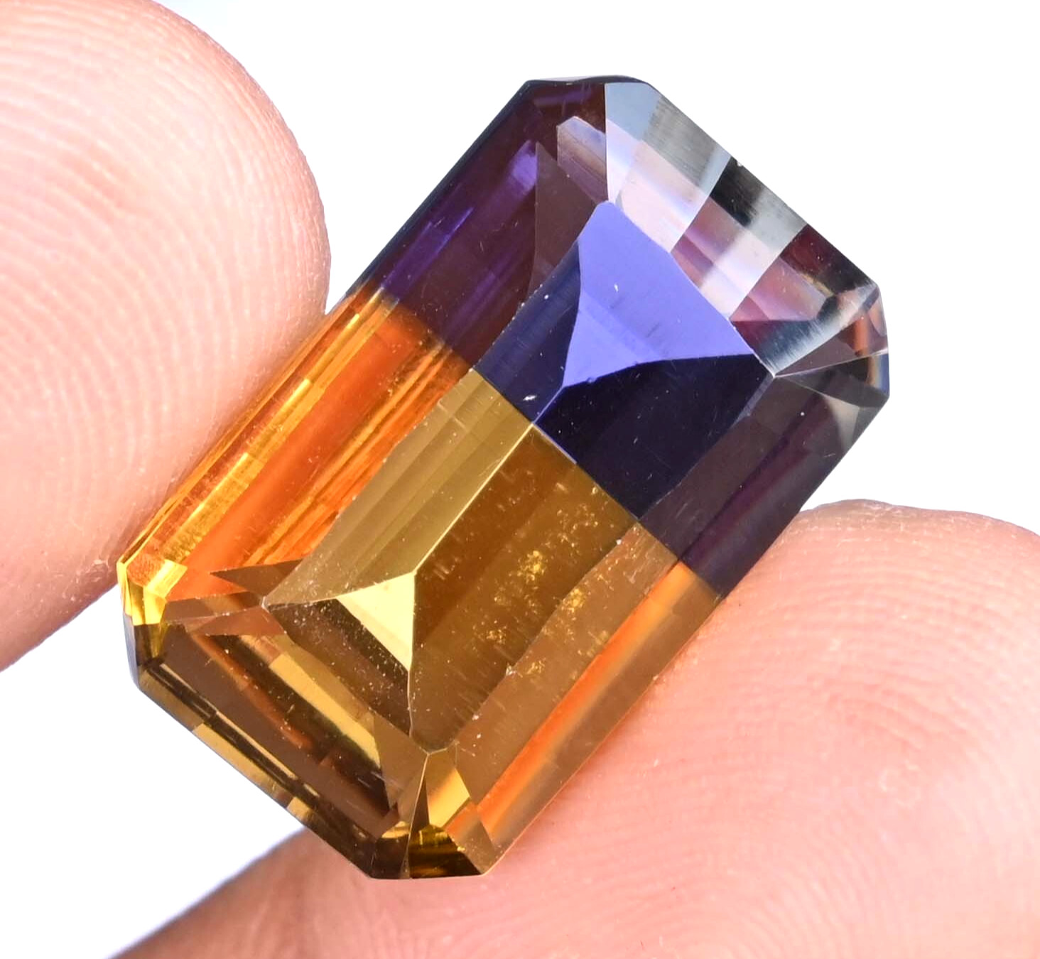 14.30 Ct Untreated Natural Bi-Color Ametrine Certified Emerald Cut Rare Gemstone