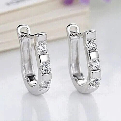 Engagement Large Hoop Earrings Emerald Simulated Diamond 925 Starling Silver