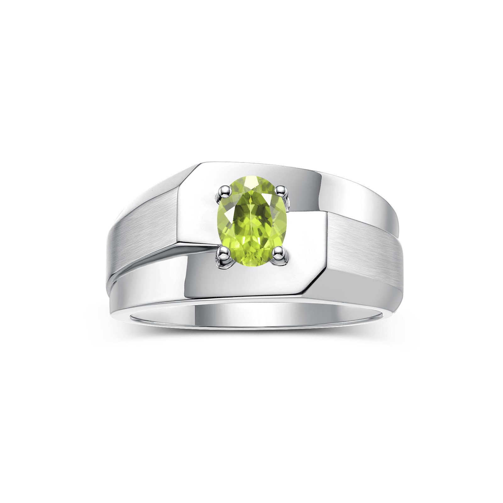 RYLOS Men’s Sterling Silver Solitaire 7x5MM Gemstone Ring Birthstone, Sizes 8-13