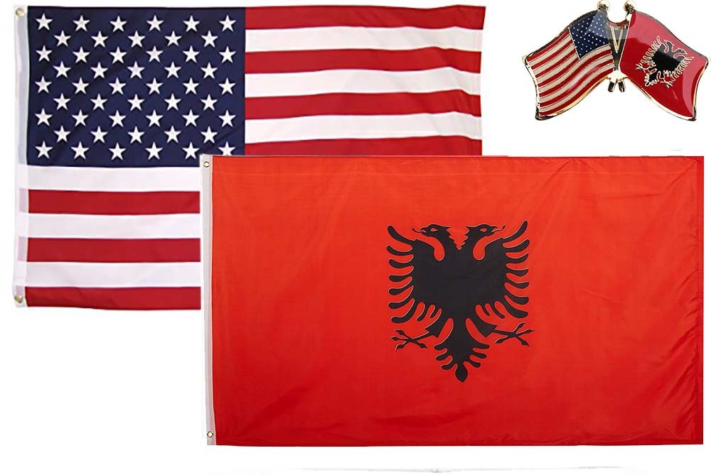 Wholesale Combo USA & Albania Country 2×3 2’x3′ Flag & Friendship Lapel Pin