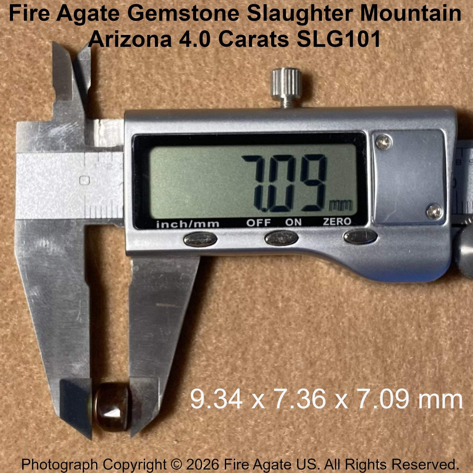 Fire Agate Gemstone Slaughter Mountain Arizona 4.0 Carats SLG101
