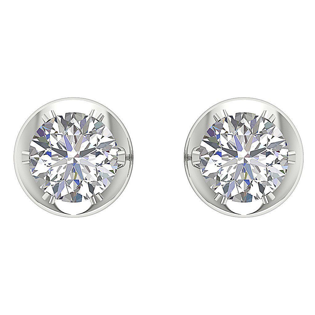 Solitaire Studs Earrings VS1 F 0.50Ct Lab Grown Diamond 14K Solid Gold Prong Set
