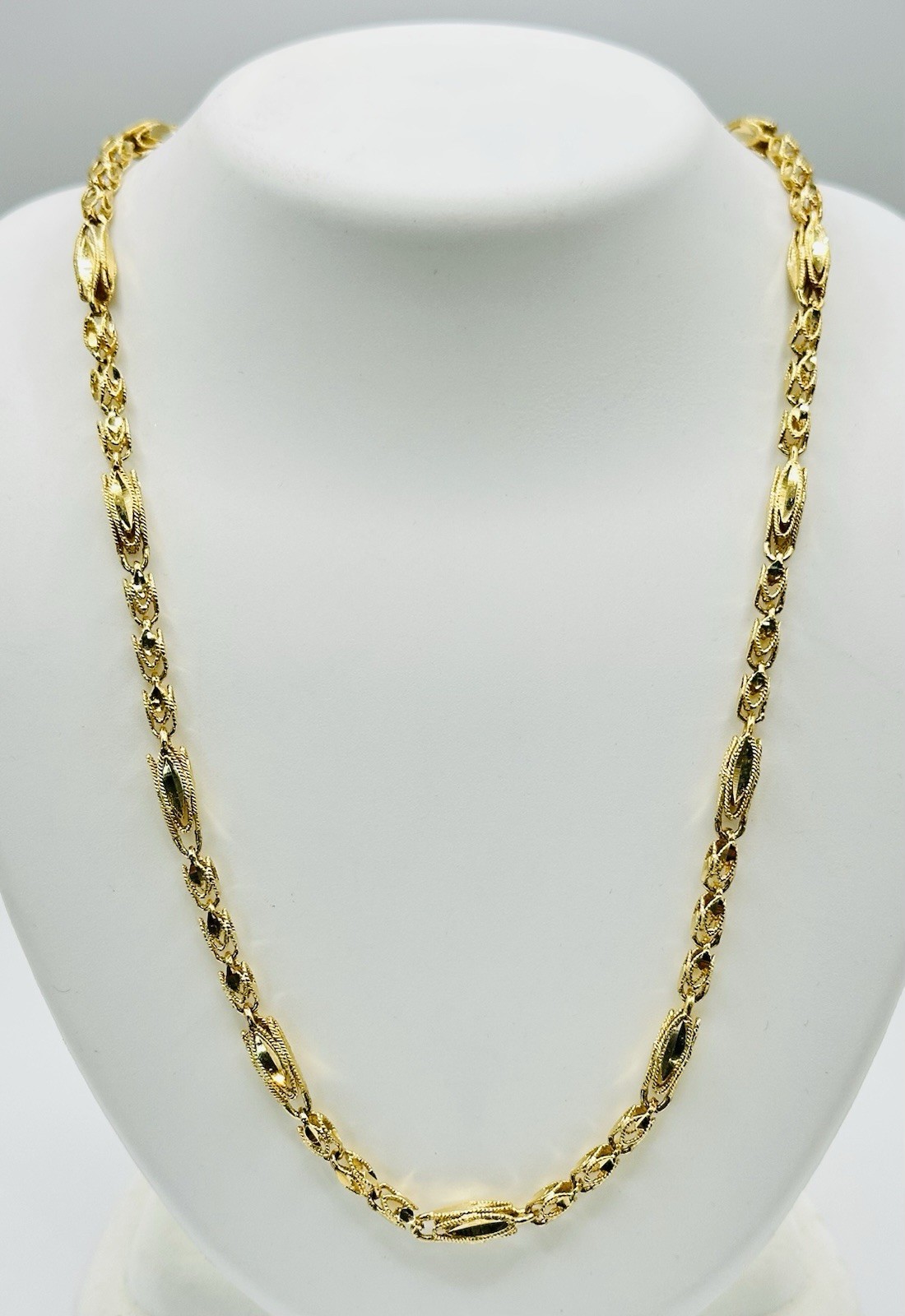 Semi-Solid 4.5mm Marquise Turkish Rope Link Chain Necklace 14k Yellow Gold 24”