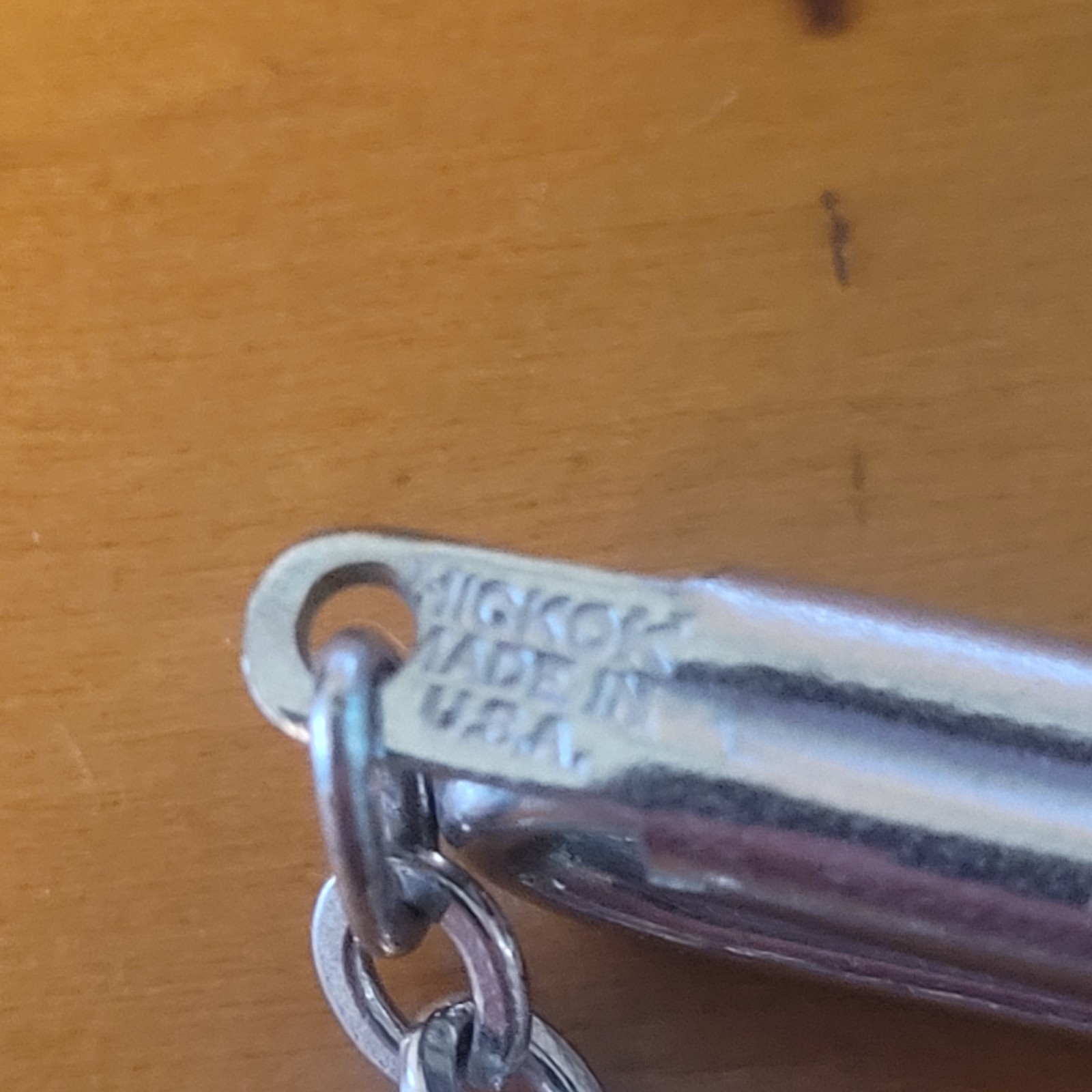 Vintage Hickok Silver Tone Tie Bar Chain Loop Clip Made In USA 1950s