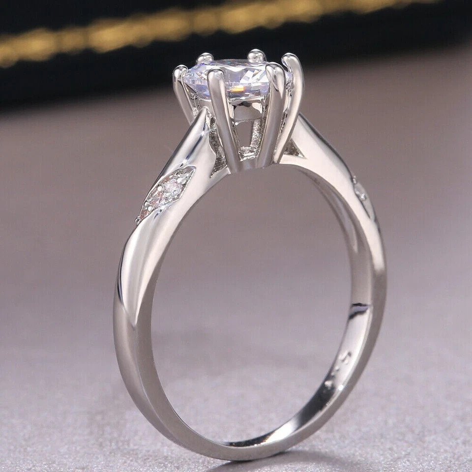 1.20Ct Round Cut Lab Created Diamond Solitaire Women Ring 14K White Gold Plated