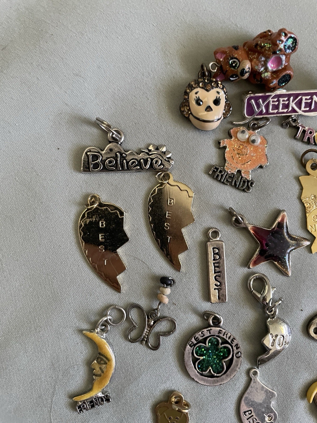 Lot 1990’s Teen Trinkets Charms Best Friends Believe Trouble Bear Heart Etc.
