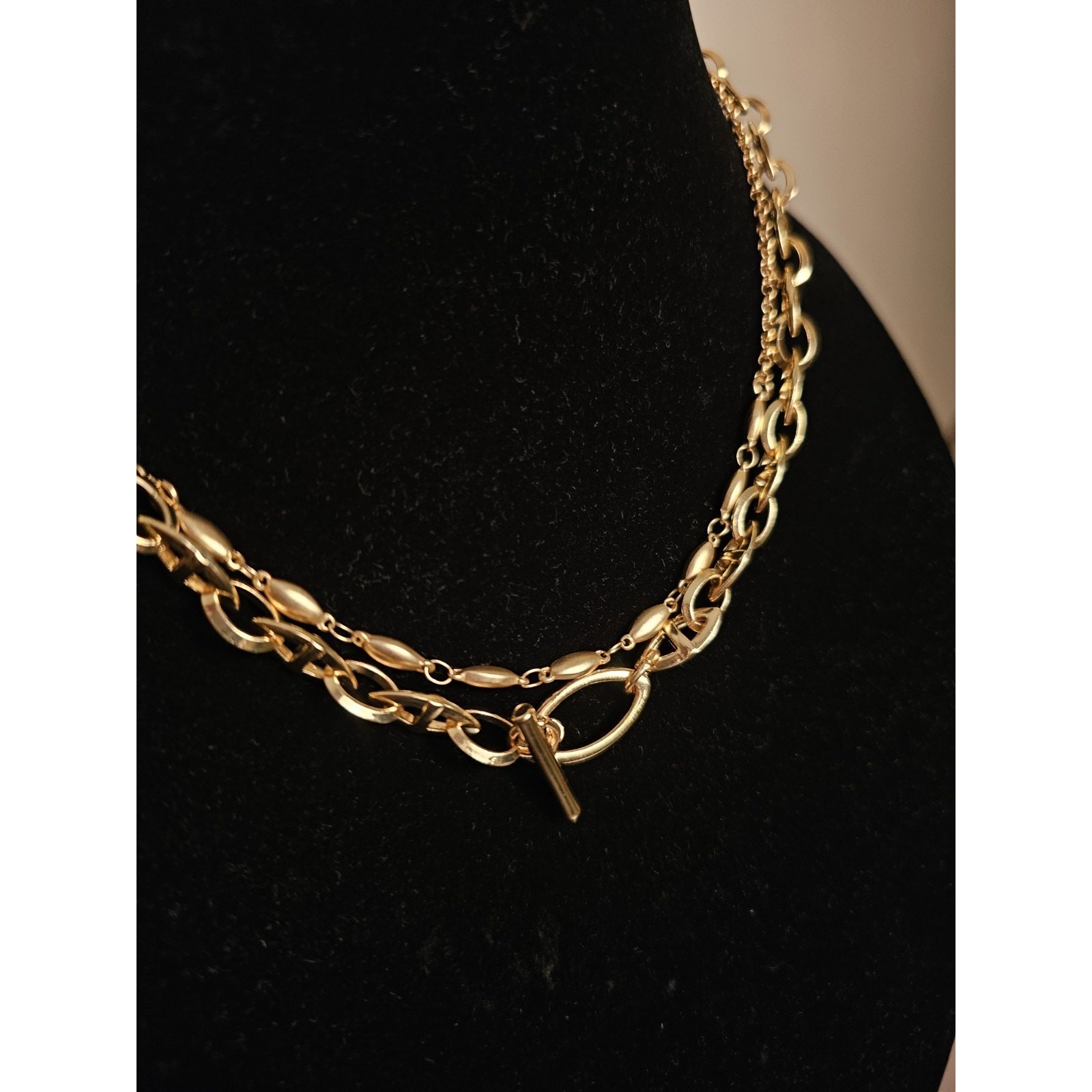 Double Layer Toggle Chain Gold Tone