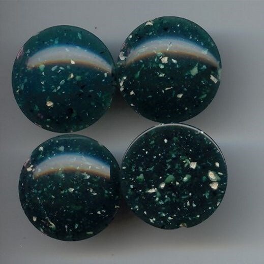 6 VINTAGE ITALIAN GREEN MARBLE ACRYLIC 29mm. ROUND SMOOTH CABOCHONS 2071