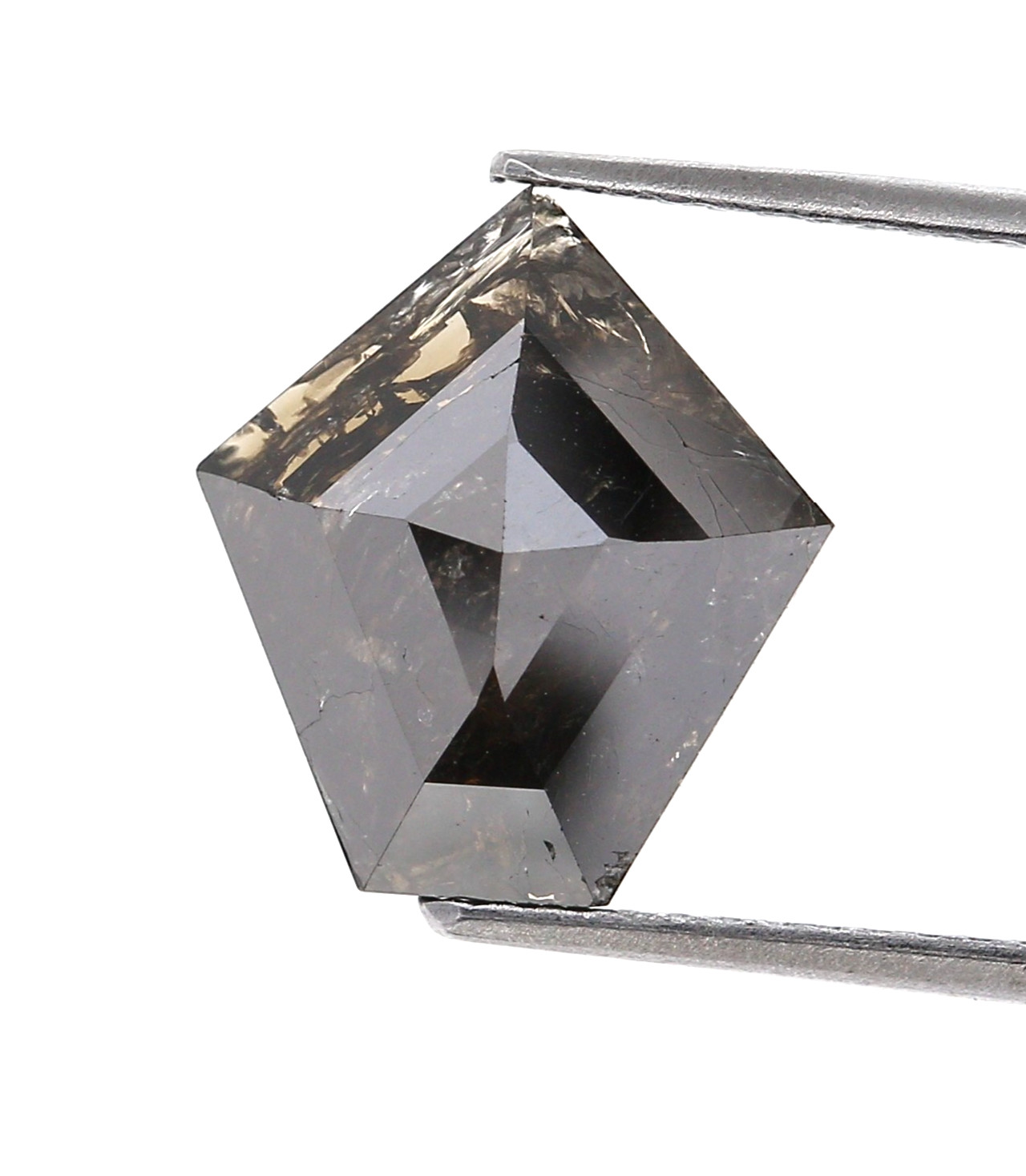 Natural Diamond 2.23ct Pentagon Shape Step Cut Brownish Black