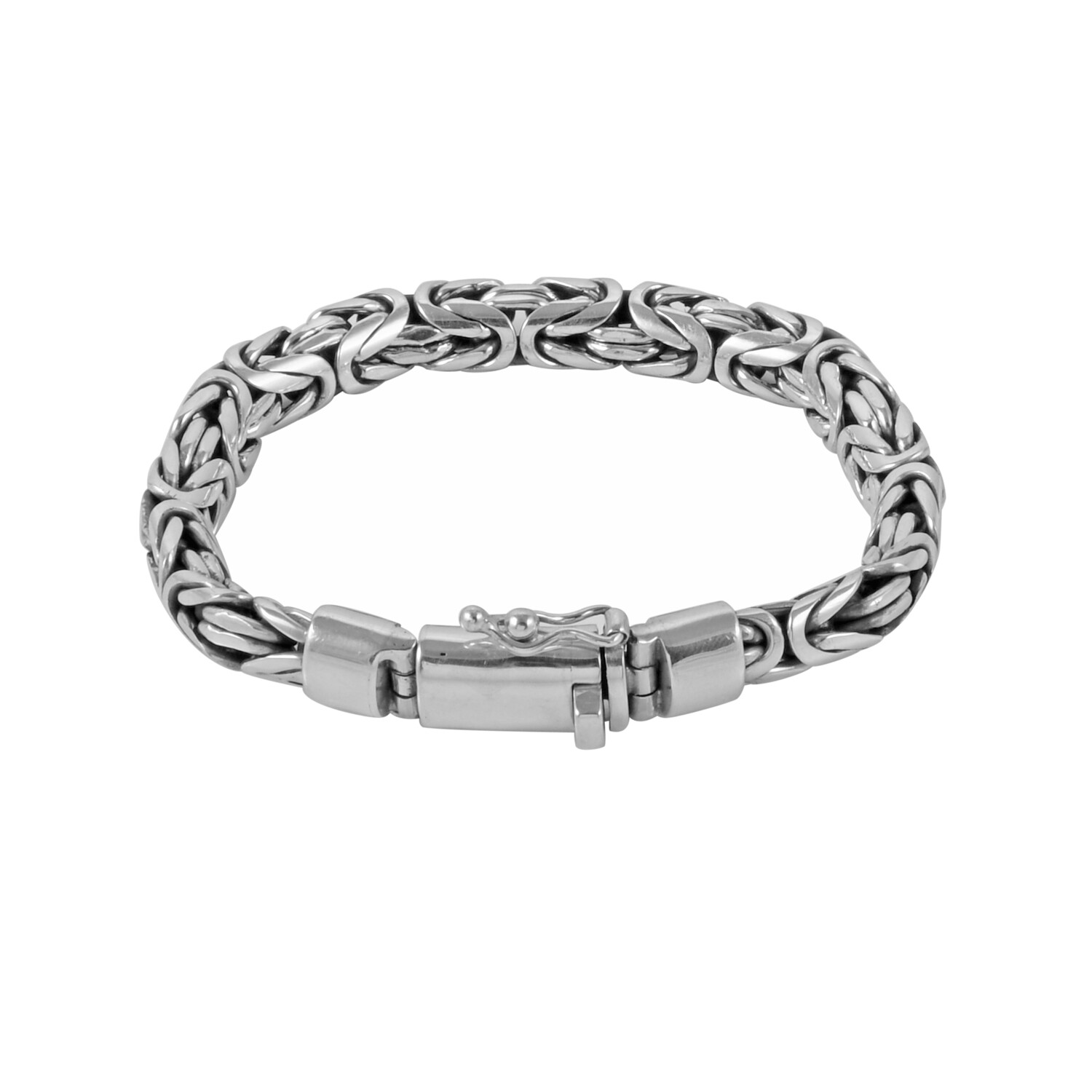 MENS Chain Bracelet BYZANTINE 8 MM Chunky Solid 925 Sterling Silver
