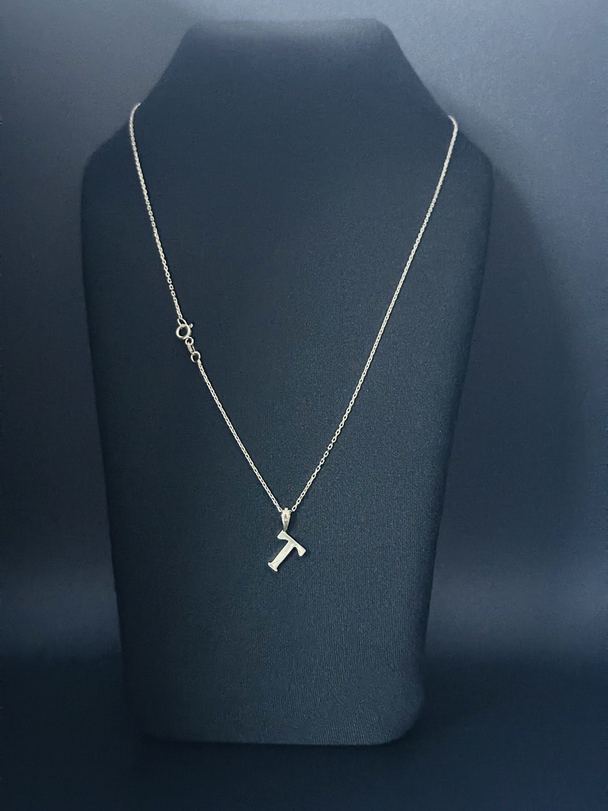 14K Solid Gold T Initial Necklace 1.95g 585 Yellow Gold Letter Pendant Chain
