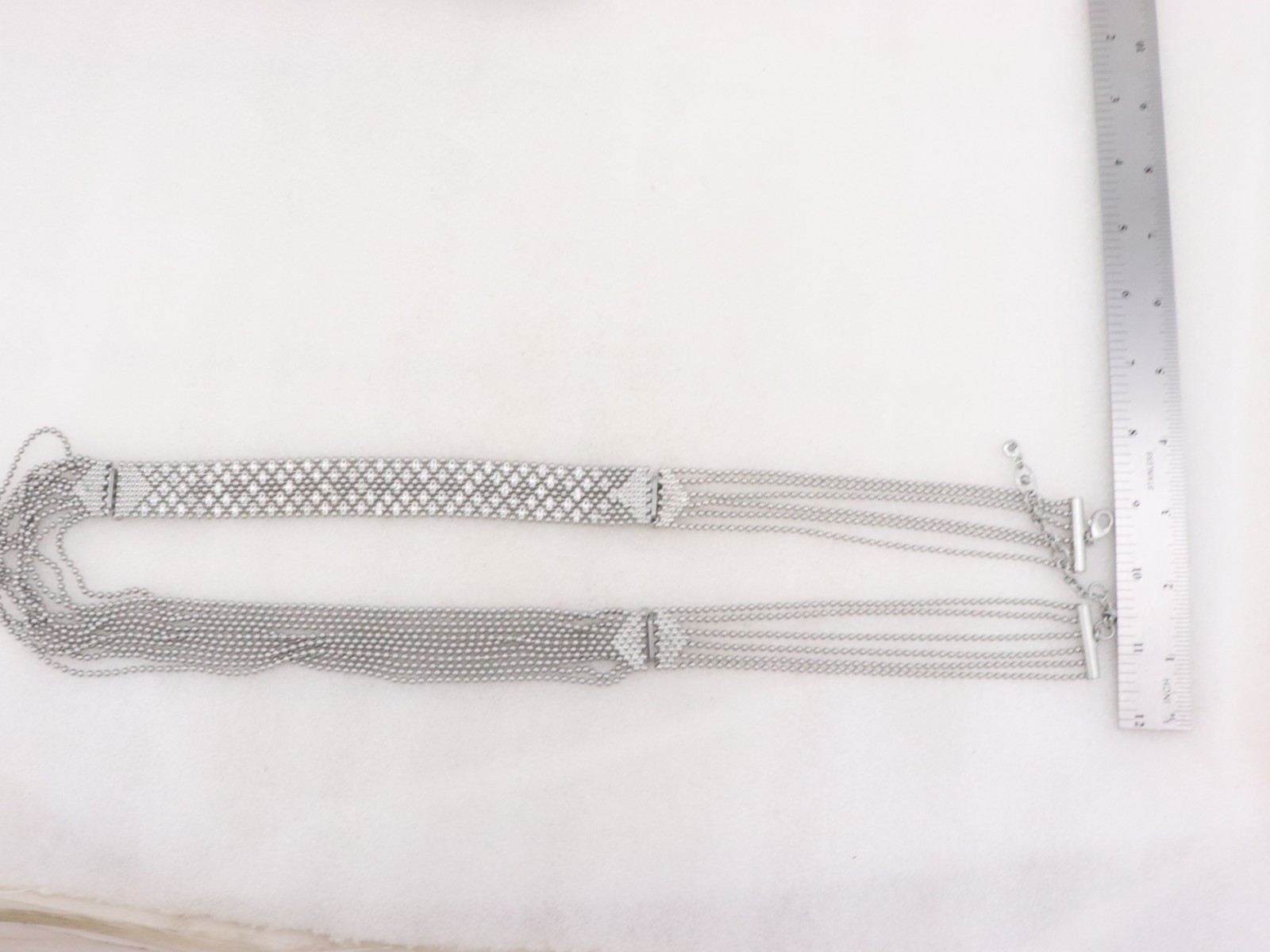Long 33″ Cabi Convertible Silver Tone Chain Necklace Adjustable Length Runway
