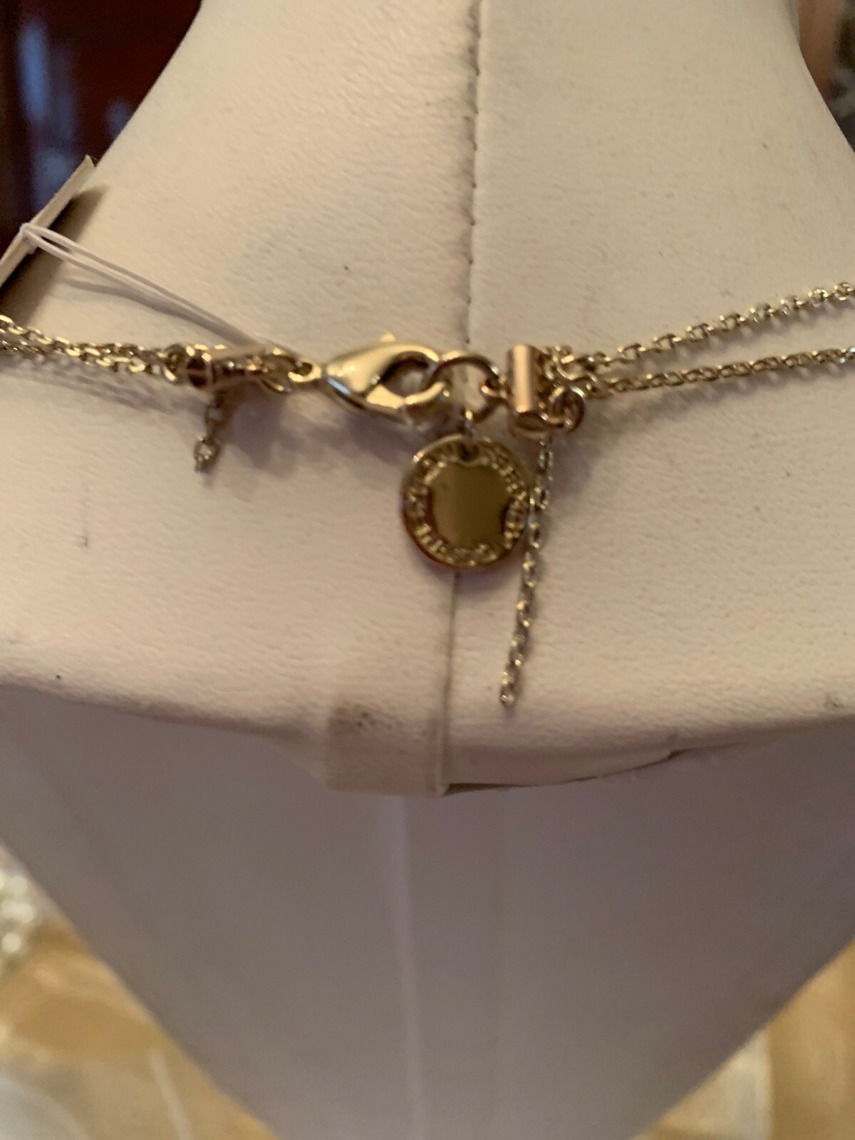 NWT French Connection GoldTone Multi-Layer Geometric Bar Half Moon Necklace T105