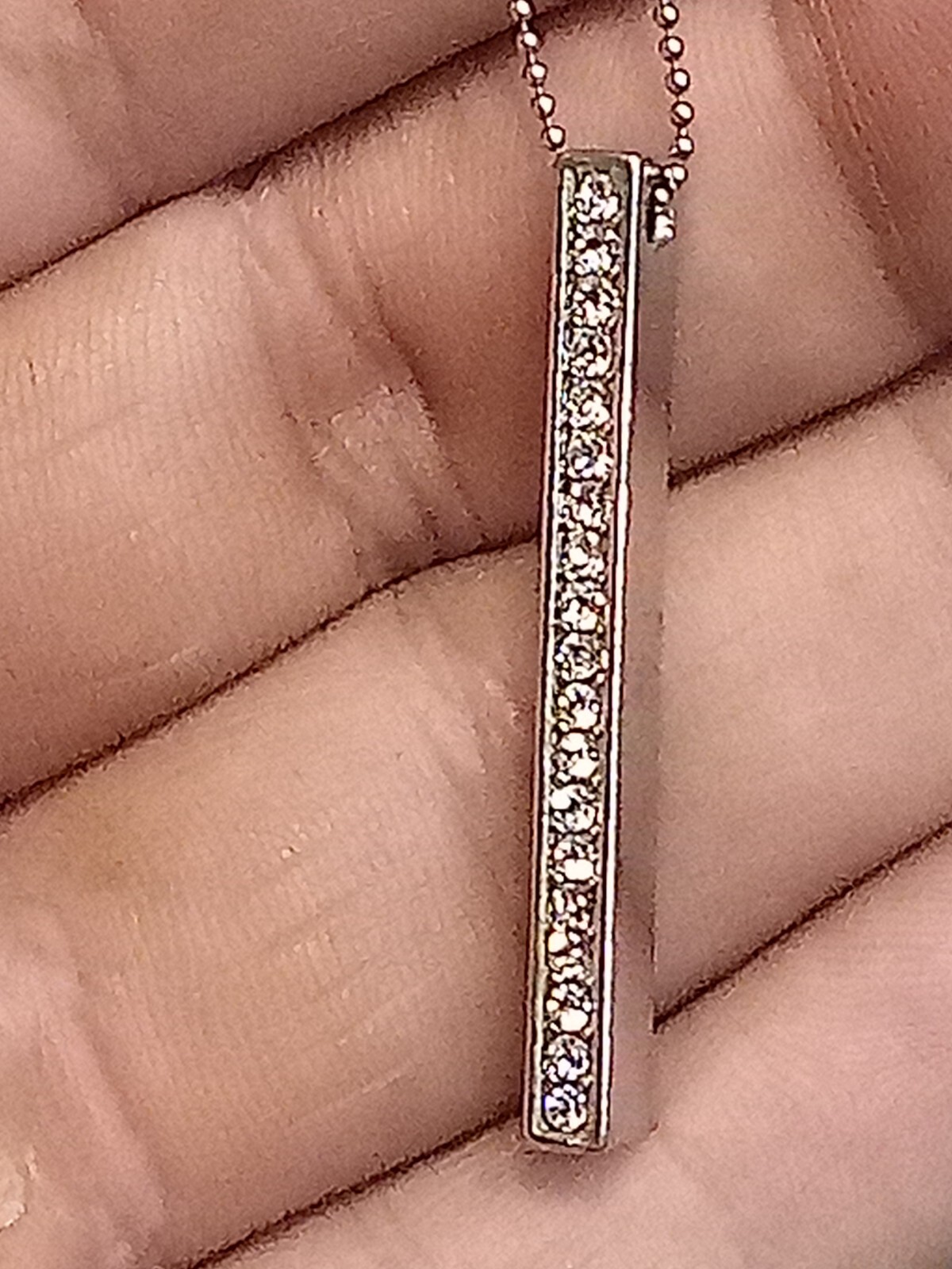 Midas 925 Turkey 18″ Chain Connected To Long Bar & Bright White Stones!