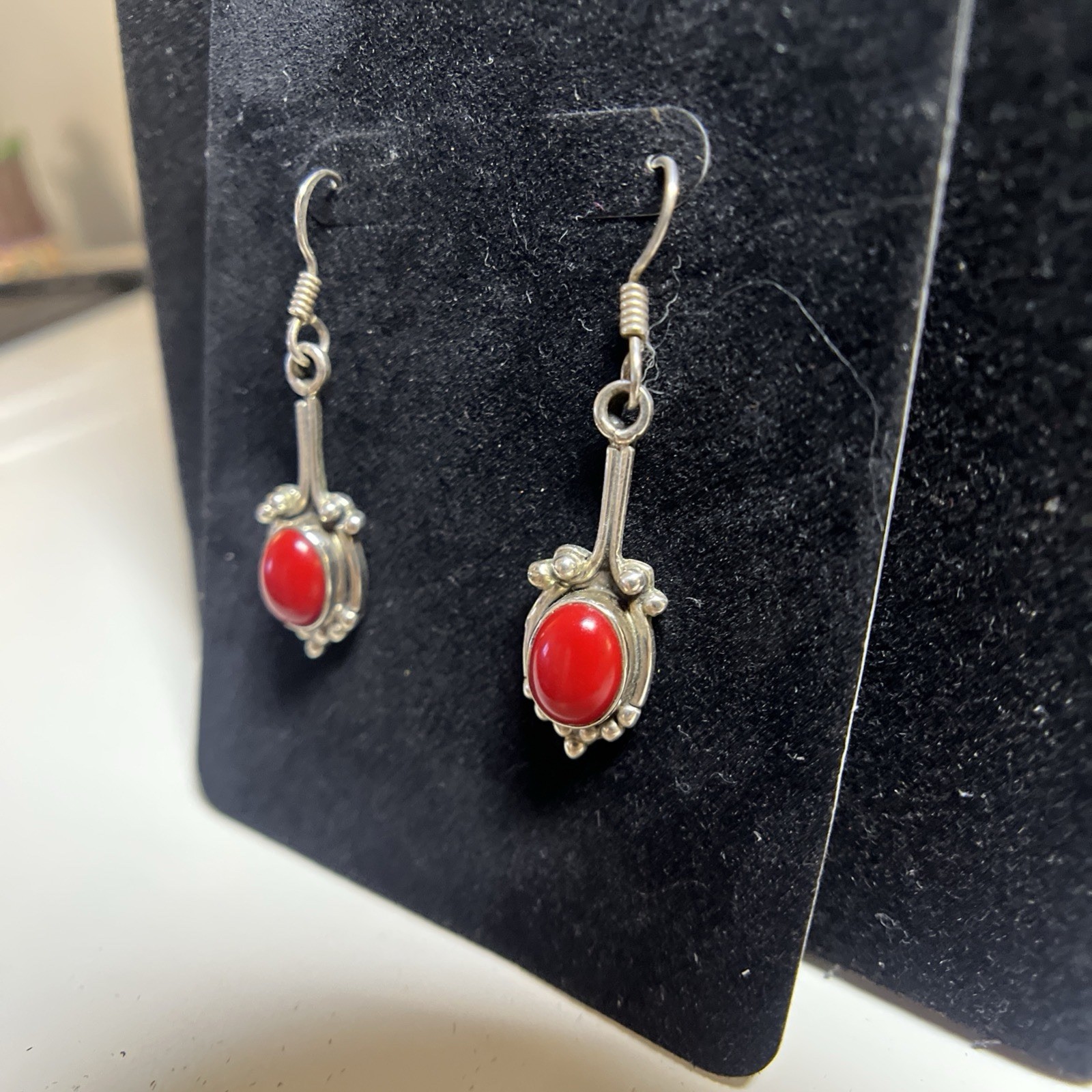 Lot of 3 Pairs Vintage 925 Sterling Silver Cabochon Dangle Earrings Boho