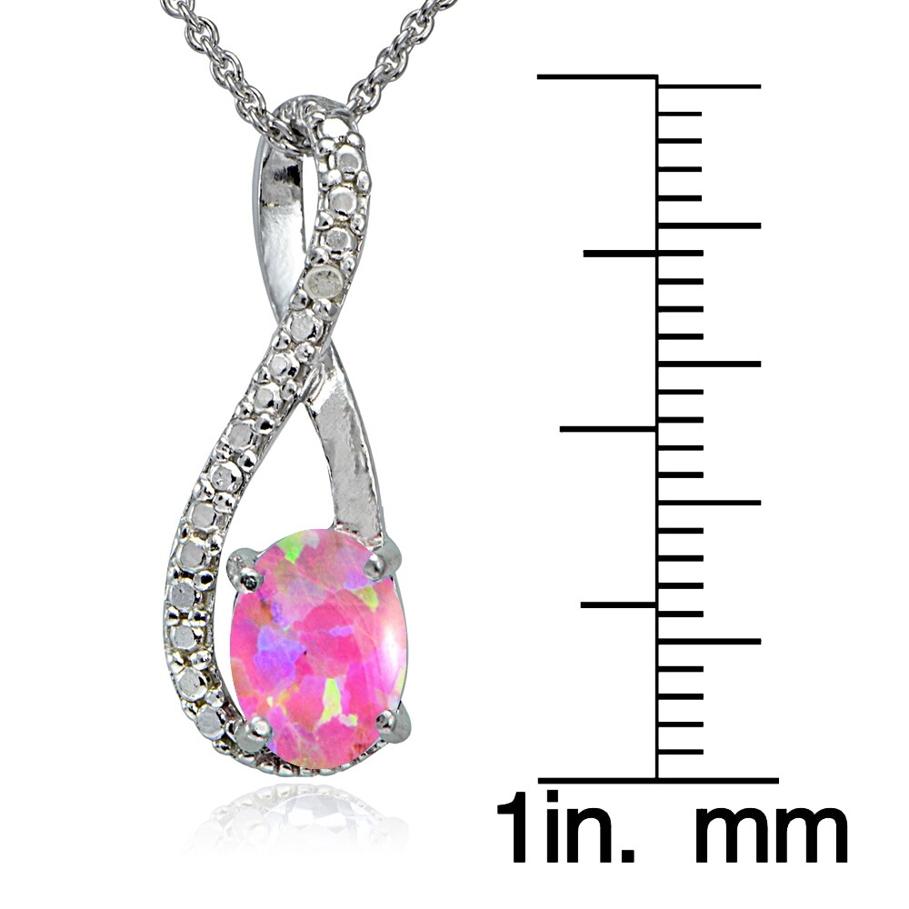 Sterling Silver Pink Opal & Diamond Accent Twist Necklace
