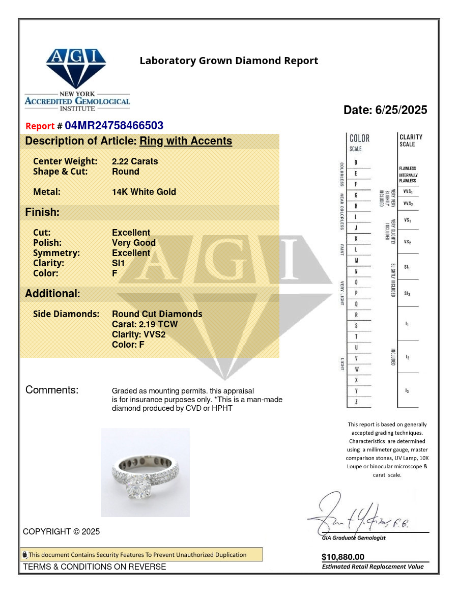 Side Stone Engagement Ring Solid 14K Gold 4.41 CT Round Lab-Grown Diamond F SI1