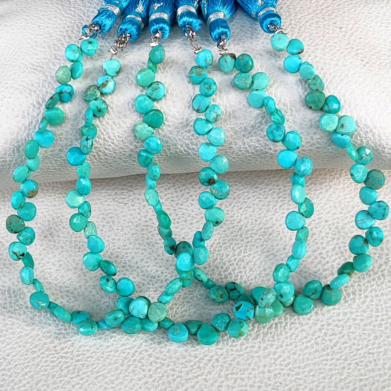 Natural Turquoise 5mm Size Faceted Heart Shape Beads 7″ Strand Genuine Gems