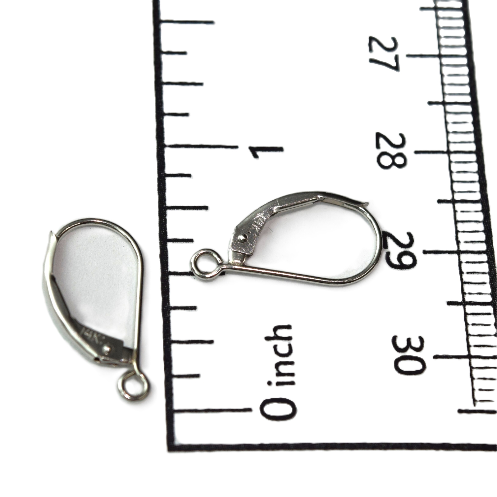 Solid 14K White Gold Leverback Earring Findings (2Pcs/1Pair) – Made in USA