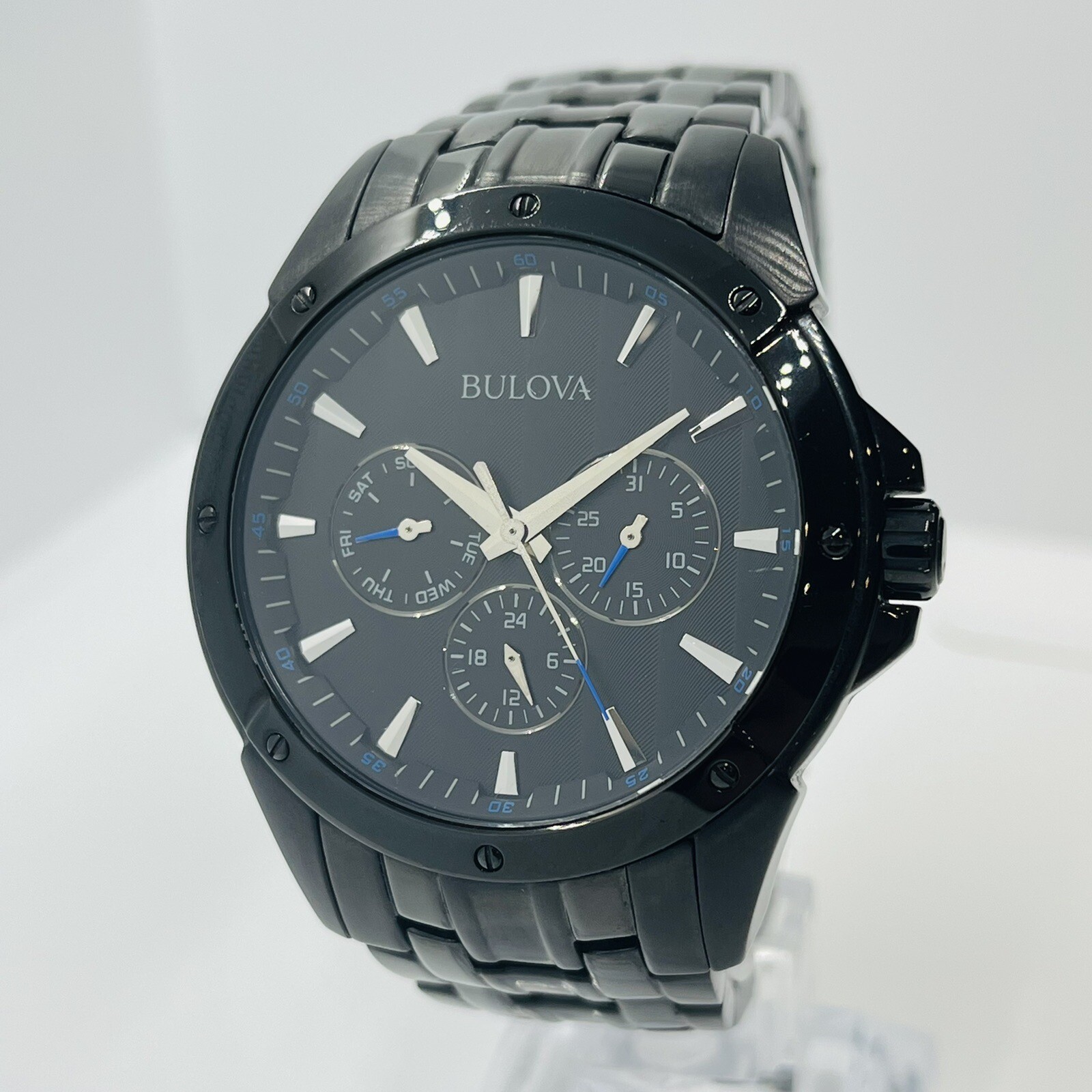 Bulova Men’s Black Stainless Steel 43mm Watch 98C121 Multifunction