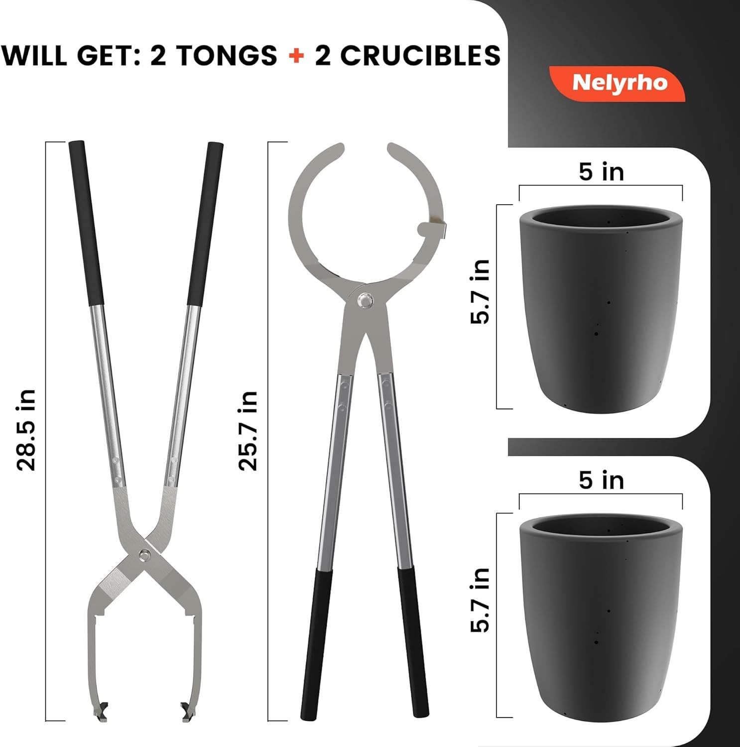 #10 (26lbs-12kg) Crucible Tongs Set with Lifting Tongs Pouring Tongs…