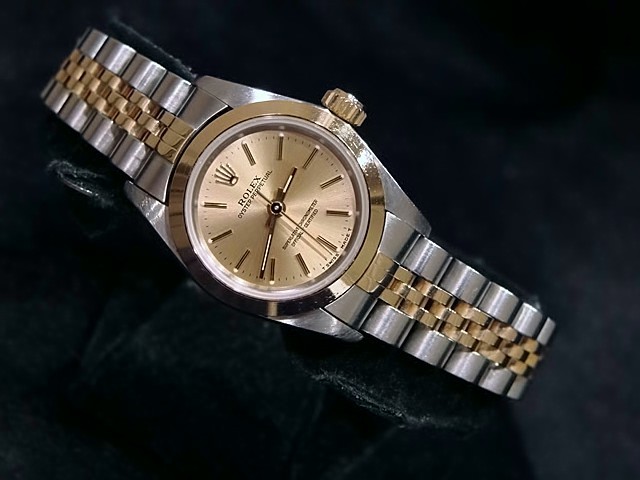 Lady Rolex 2Tone 18K Gold/Stainless Steel Oyster Perpetual Watch Champagne 67183
