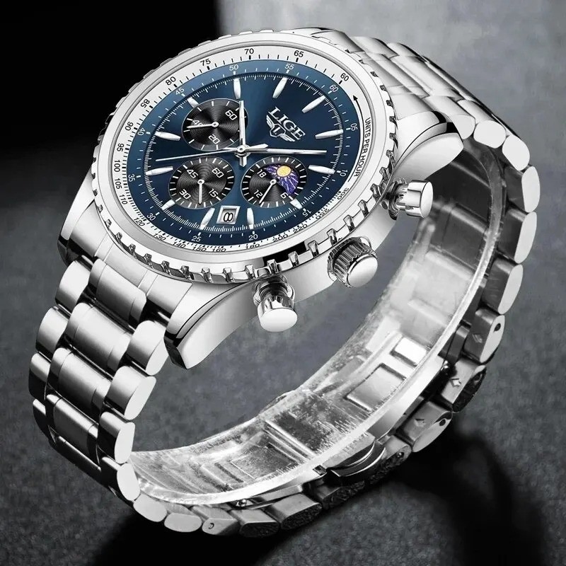 LIGE 2024 Top Brand Luxury New Men Watch Quartz Man Watches Waterproof Luminous