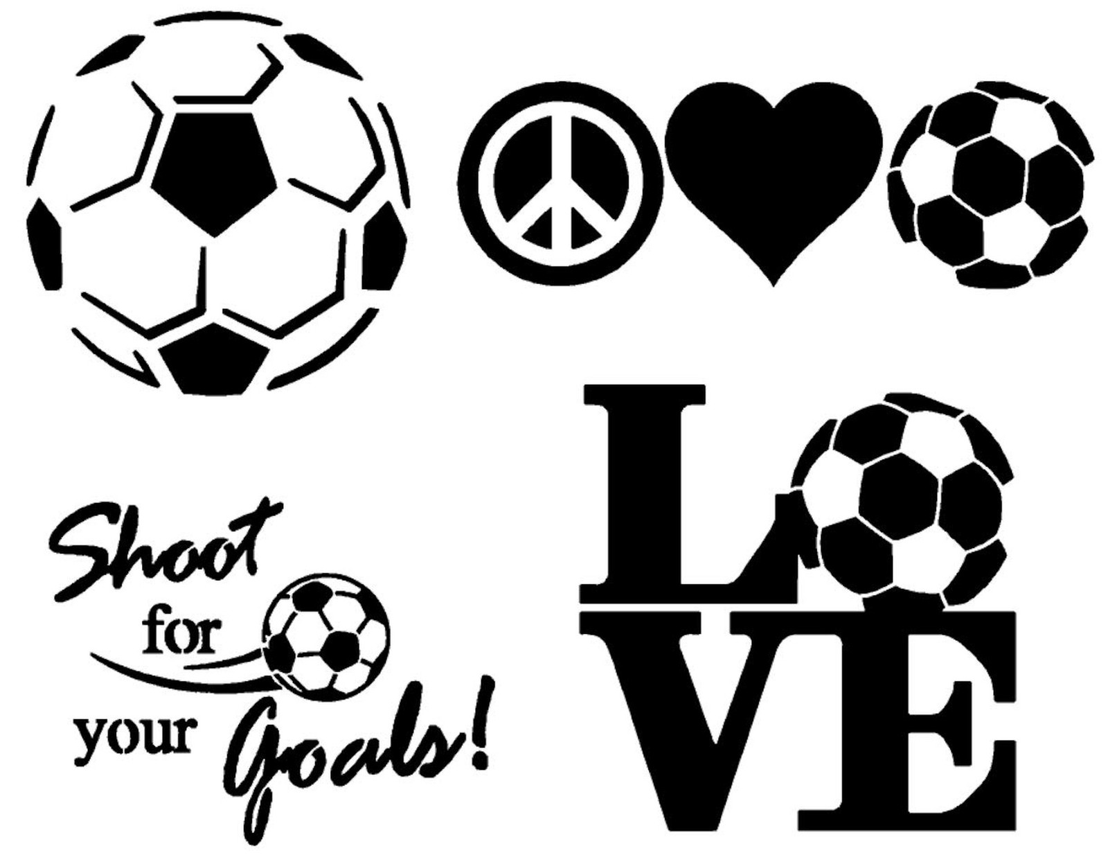 Sports Decal 4 Pack: Soccer – Assorted Decals (Black) Black