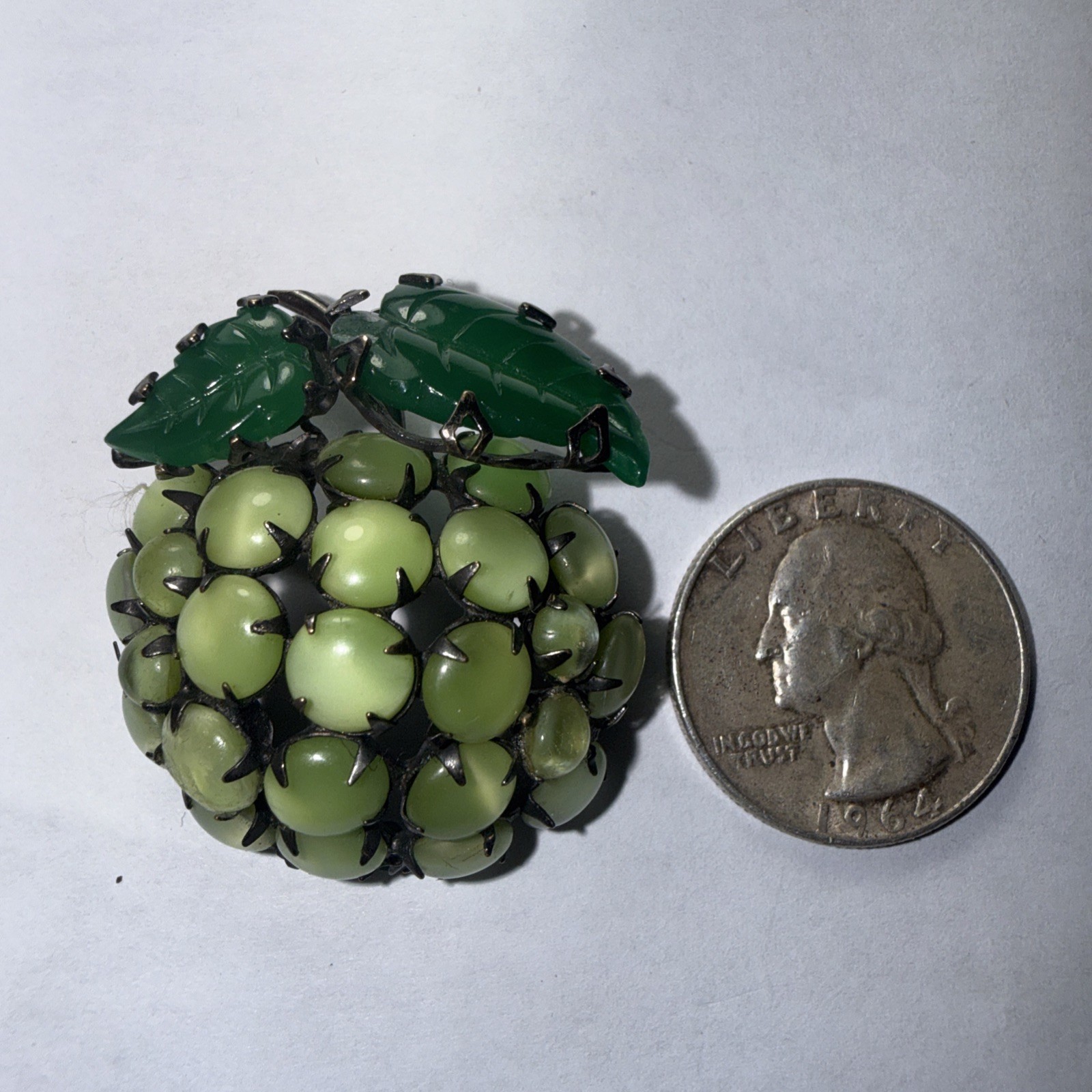 Brooch Pin Schreiner New York “Fantasy Lime” or “Green Strawberry” Unsigned Rare