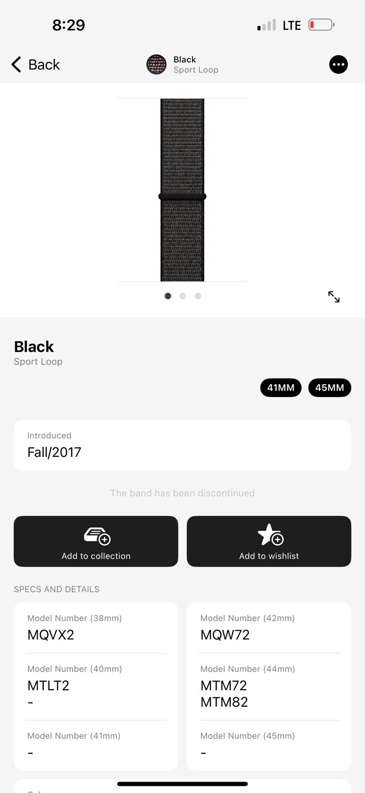 Apple Watch Sport Loop 44mm (42/45/46/49) Genuine OEM Black Used