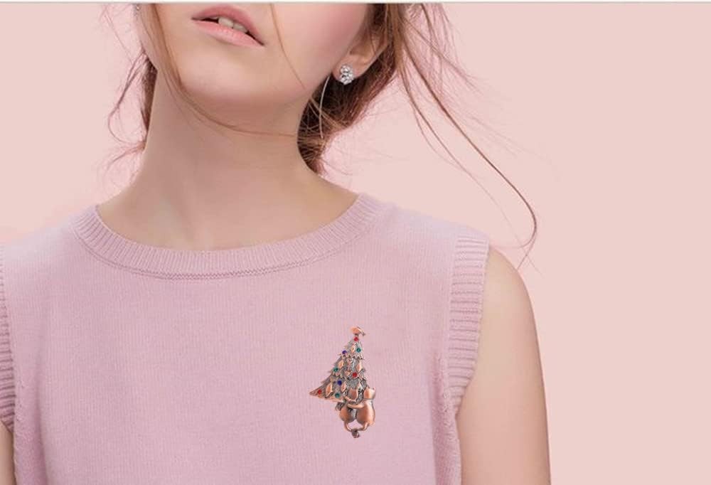 Vintage Crystal Christmas Tree Brooch Pin Jewelry Gift Accessories Christmas Gif