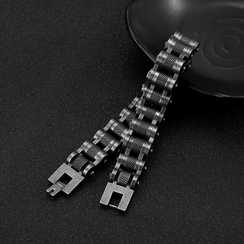 Retro Biker Chain Bracelet Mens Stainless Steel Link Motorcycle Bicycle Jewelry