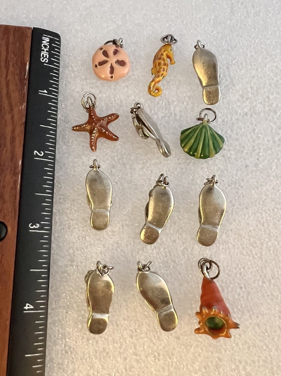 Nautical Ocean Beach Charms Lot Of 9 Flip Flops Sea Creatures