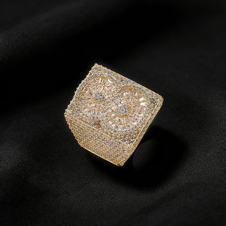 4TCW Round Cut Lab Created Diamond Men’s Custom Number Ring 14k Rose Gold Plated