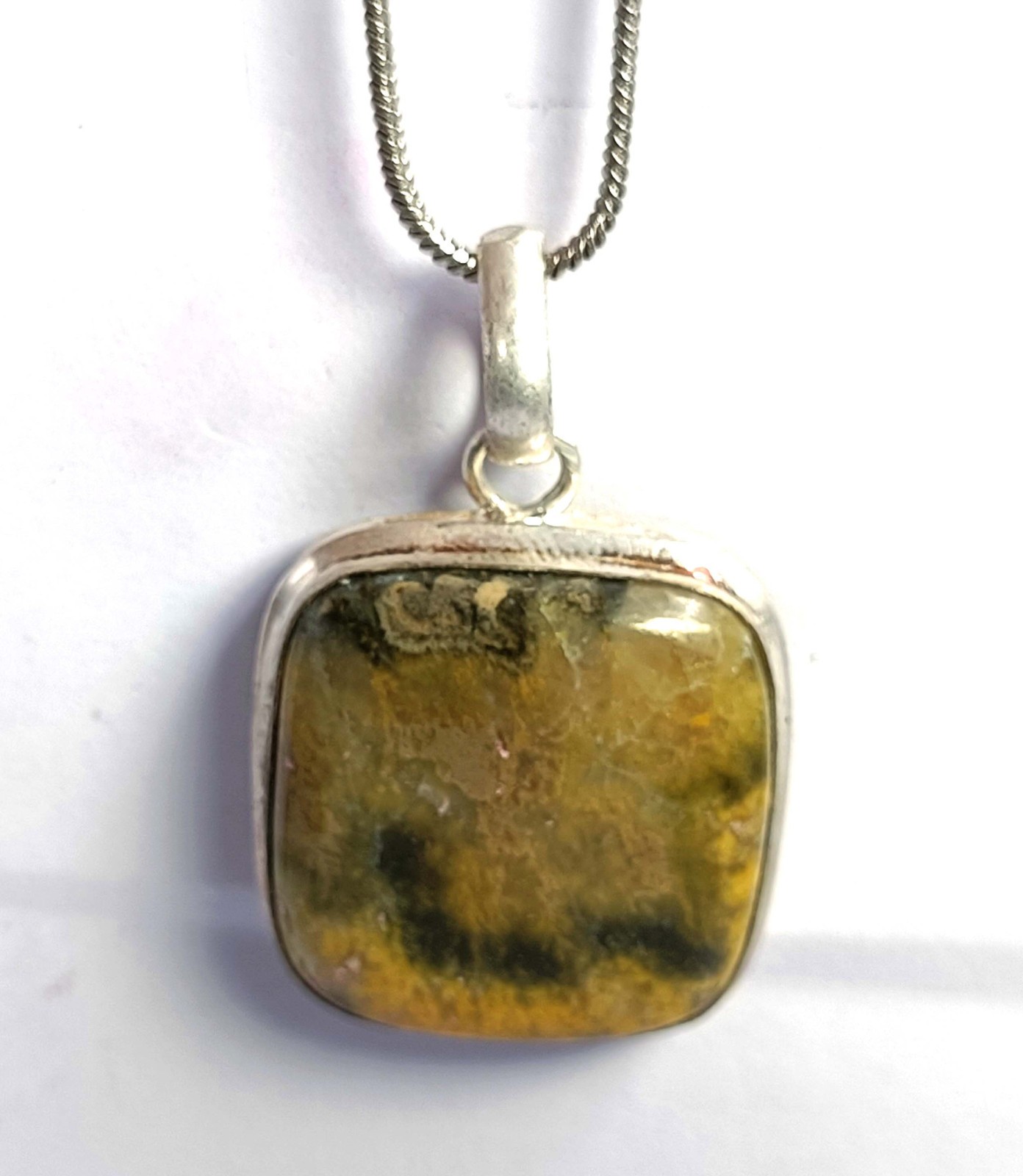 79 Ct Natural Yellow Turquoise Cushion Shap 925 Silver Pendant Loose Gems 6FGJ