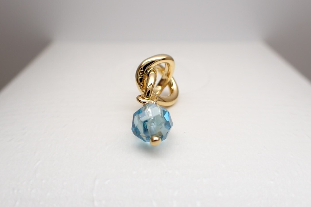 Authentic PANDORA #763462C03 Faceted Sea Aqua Blue Eternity Shine Charm – March