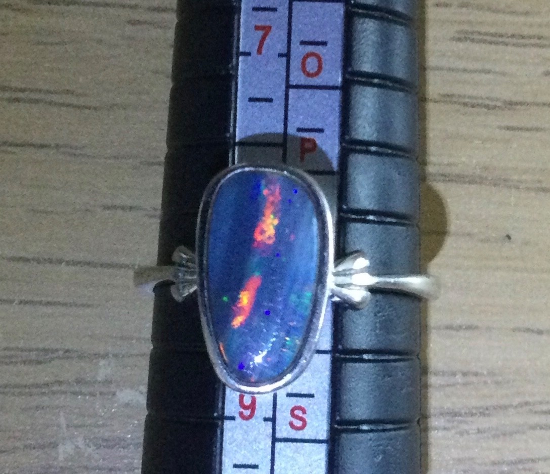 Beautiful Australian Opal Ring In Solid 925 Sterling Silver – Size US 8.25