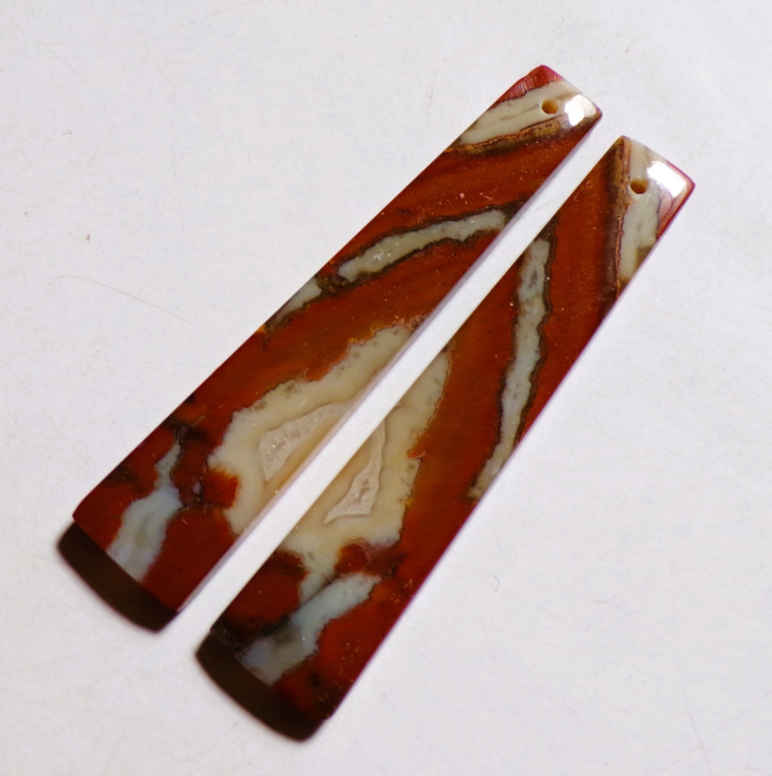 39.10 Cts Natural Red Jasper Drilled Cabochon Match Pair Gemstone 51X10.6MM