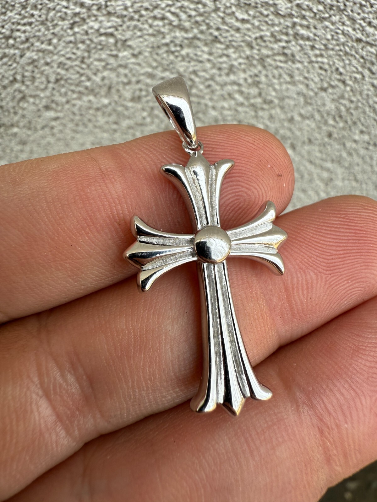 Gothic Cross Plain Real 925 Sterling Silver Pendant Necklace Hearts Of Chrome