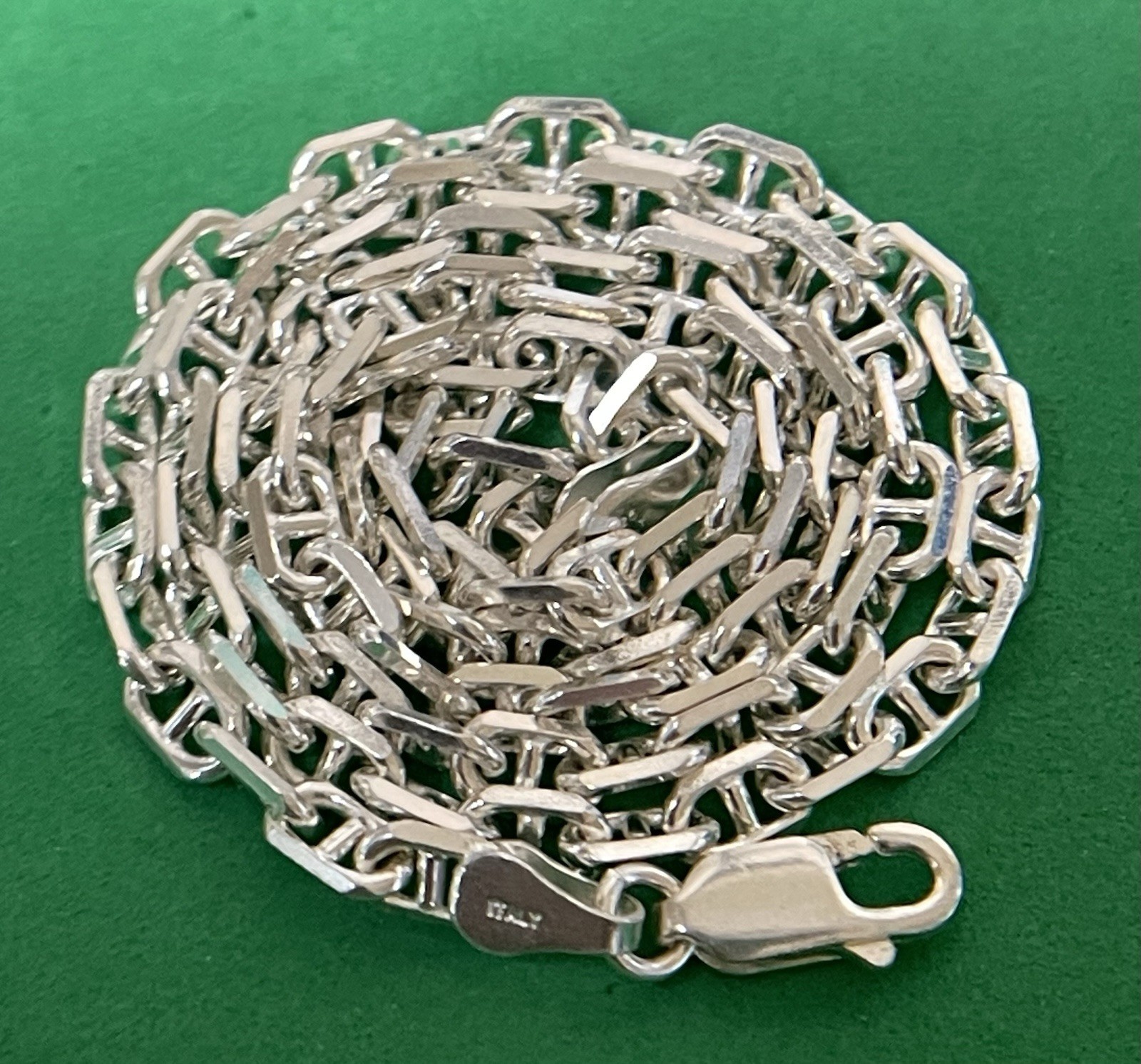 18” 4mm Italian Anchor Mariner Sterling Silver .925 Chain Necklace 14.7 Grams