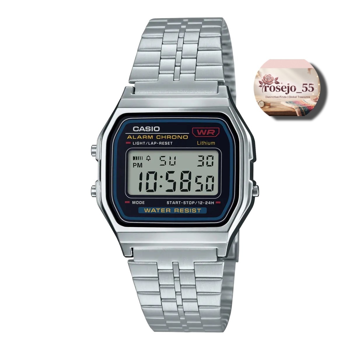 Casio A159W -Digital Watch Stainless Steel Classic Retro Unisex NEW Alarm Chrono