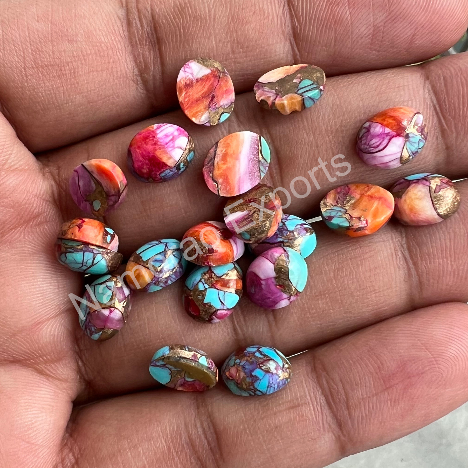 Pink Spiny Oyster Copper Turquoise Oval 6×8 to 18×25 mm Cabochon Loose Gemstone