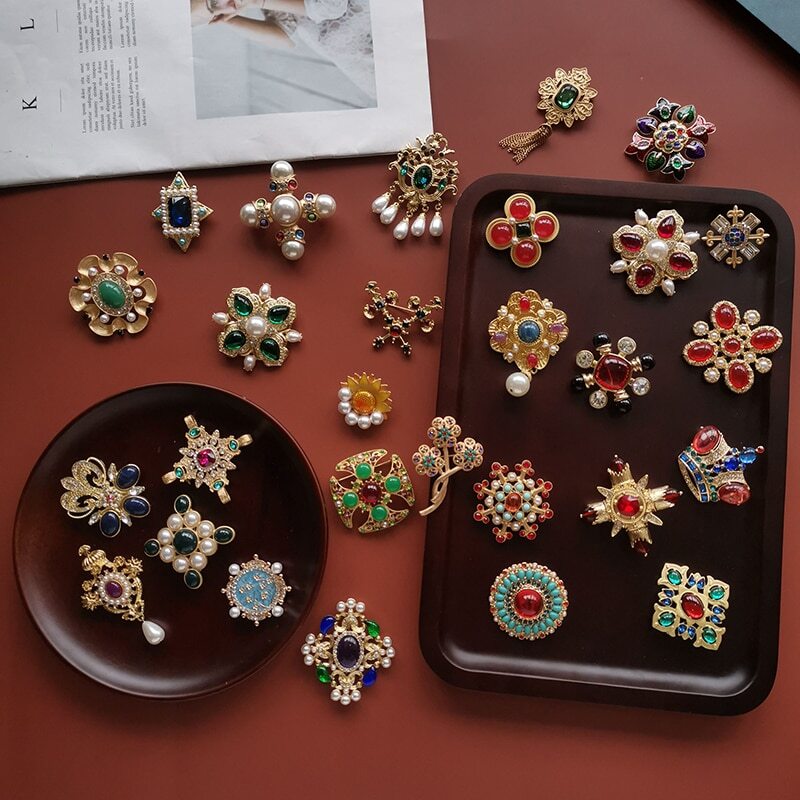 Rhinestone Brooches For Resin Pendant Jewelry Vintage Flower Casual Brooch Pins