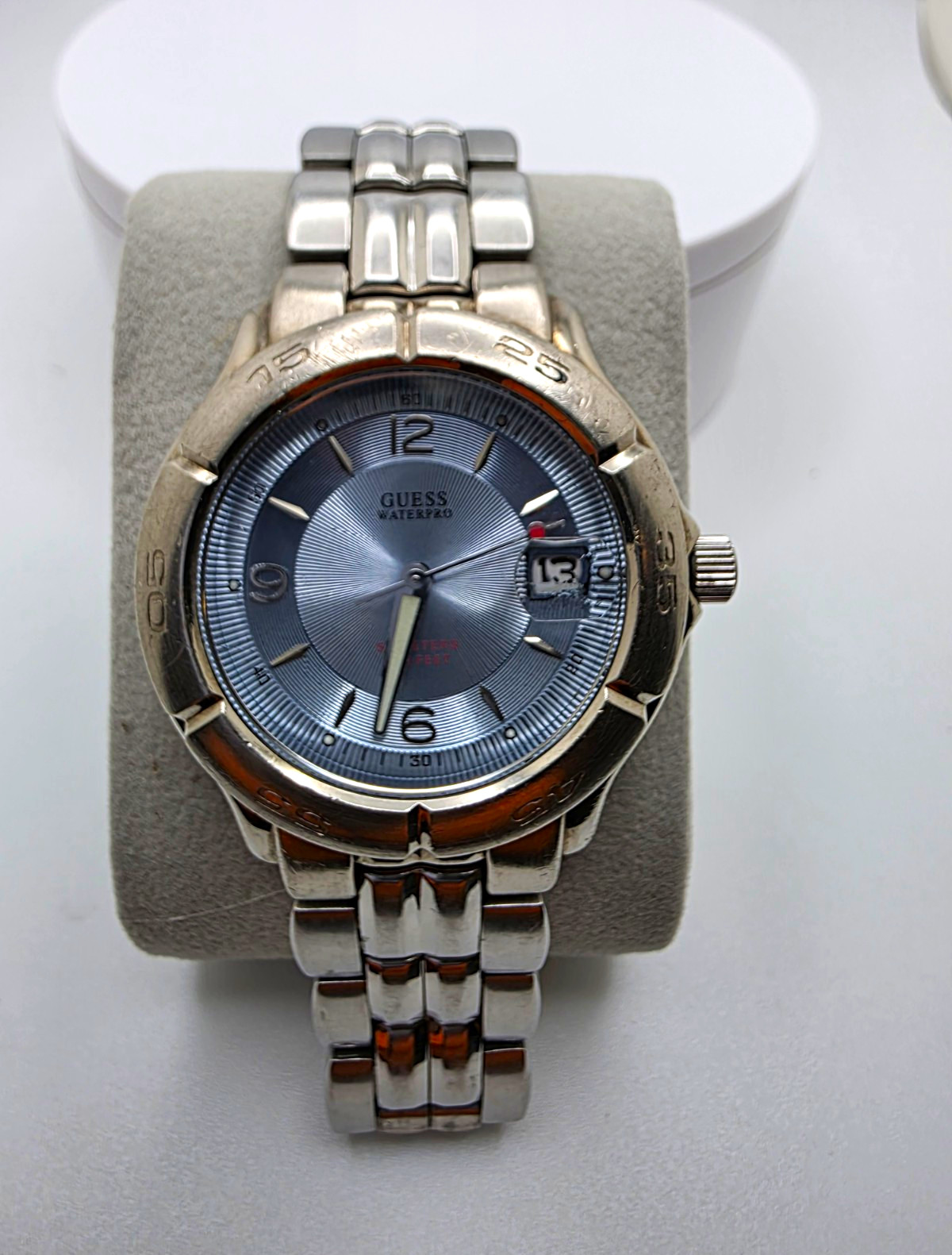 Guess Waterpro 50M Men’s Silver Tone Quartz Date Watch Stainless Steel